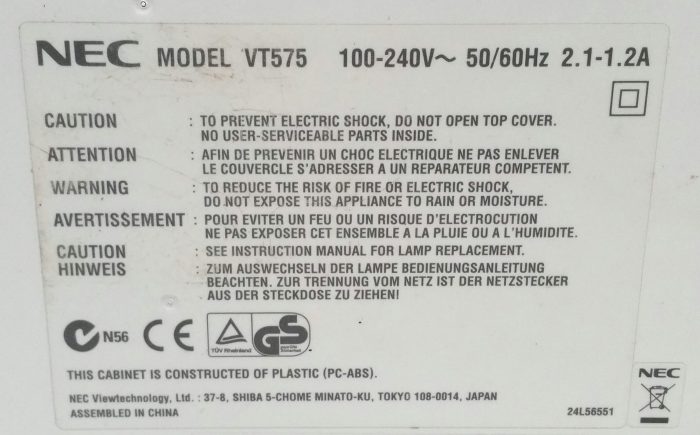 Nec VT575 LCD Projector - Image 3
