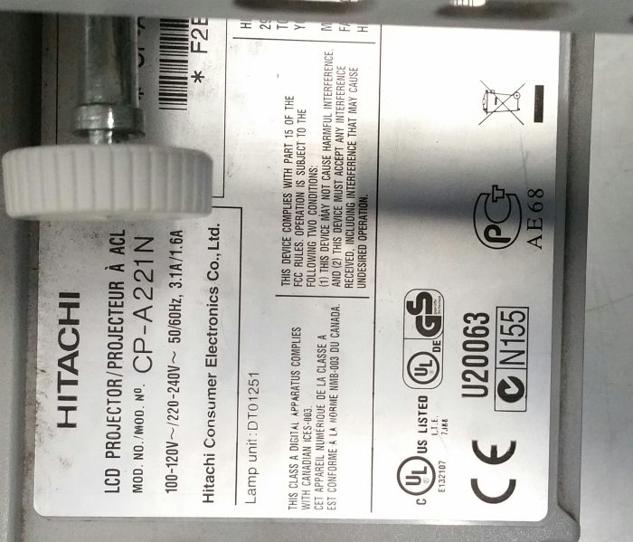 Hitachi CP-A221N LCD Projector w 1079 Lamp Hours Used - Image 3