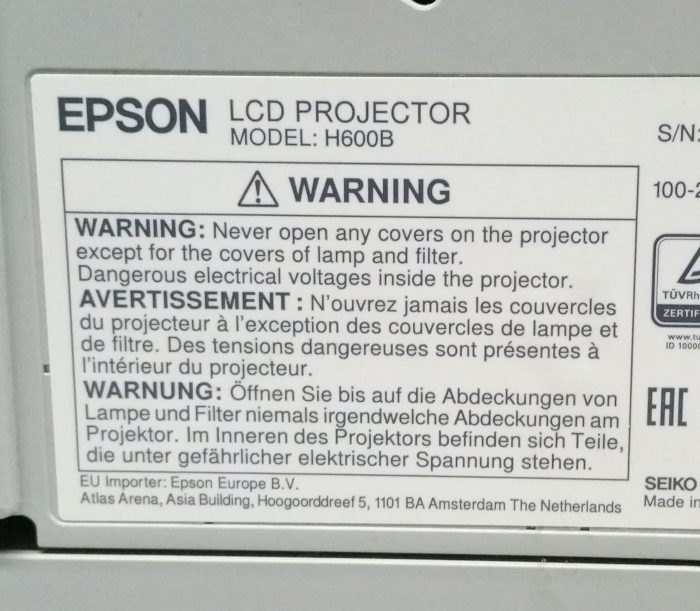 Epson 585Wi H600B LCD Projector - Image 3