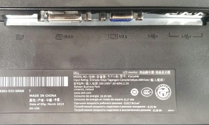 Dell P2414Hb 24" DVI-D VGA LCD Monitor Screen - Image 3