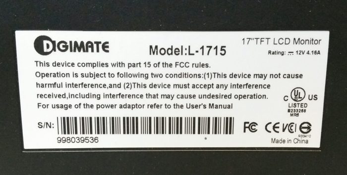 Digimate L-1715 17" TFT LCD Monitor - Image 3