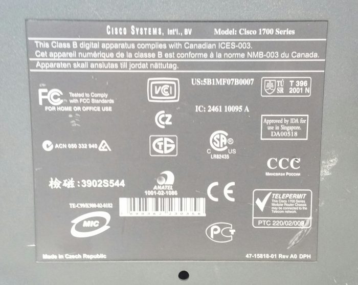 Cisco 1700 Series (1721) Modular Access Router With No Power Supply Unit PSU - Image 4