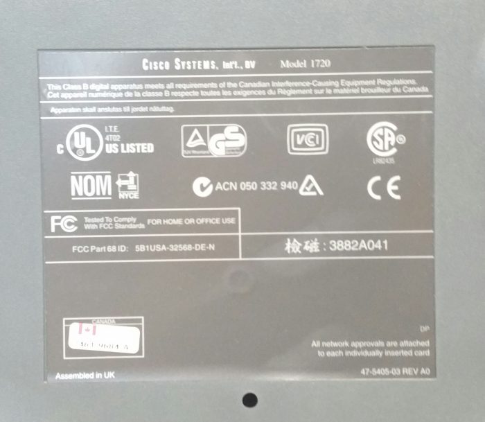 Cisco 1700 Series Modular Access Router Cisco1720 With No Power Supply Unit PSU - Image 4