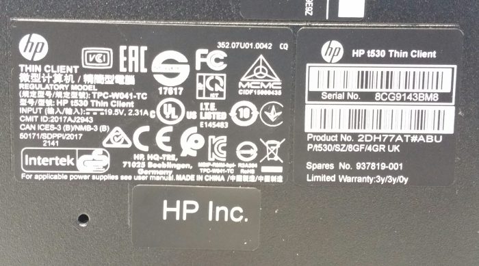 HP t530 TPC-W041-TC Thin Client With Stand - Image 3