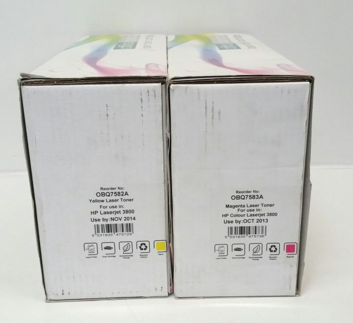 Joblot 2x Office Basics OBQ7582A/OBQ7582A Magenta and Yellow Laser Toner Cartridge For Use in HP Color Laserjet 3800 - Image 5