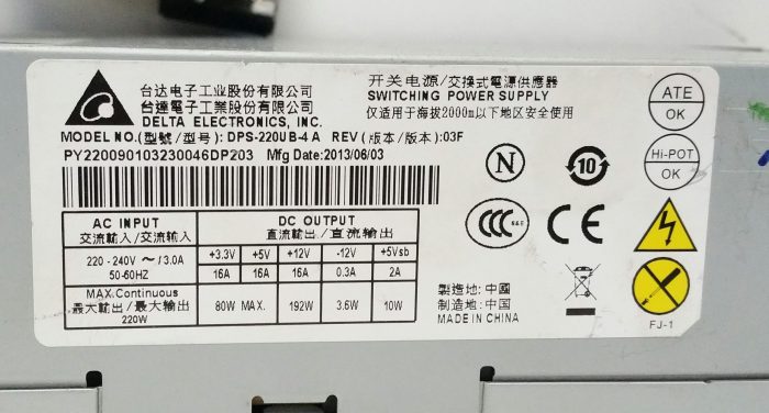 Delta DPS-220UB-4A Switching Power Supply 220W - Image 3