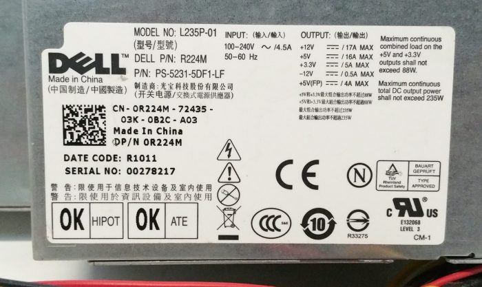 Dell L235P-01 Power Supply Unit 235W - Image 3
