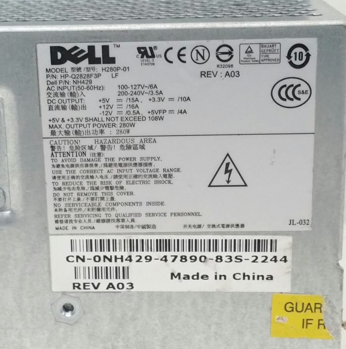 Dell H280P-01 280W Power Supply Unit PSU - Image 3