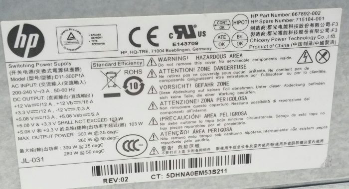 HP D11-300P1A 300W Power Supply Unit PSU - Image 3
