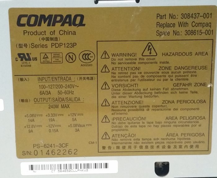 Compaq Series PDP-123P 240W Power Supply Unit PSU - Image 3