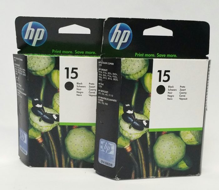 Joblot 2x HP 15 C6615DE HP Color Copier 310 2x Black Ink Cartridge - Image 2