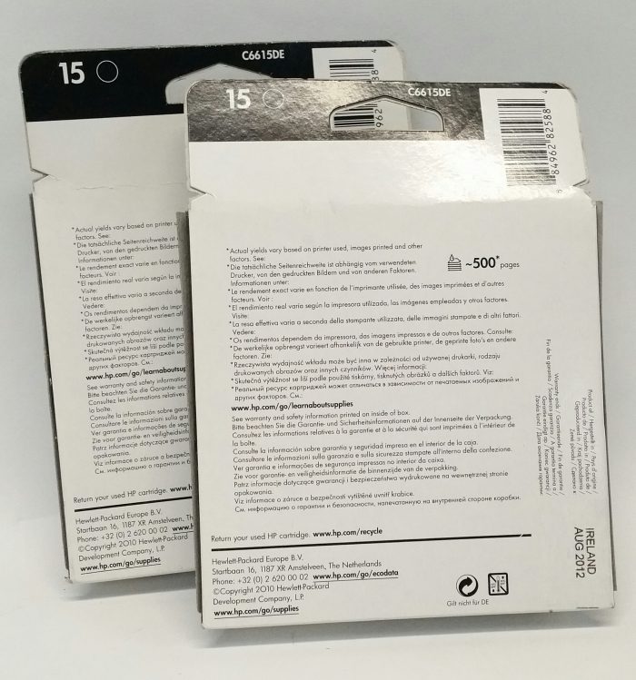 Joblot 2x HP 15 C6615DE HP Color Copier 310 2x Black Ink Cartridge - Image 4