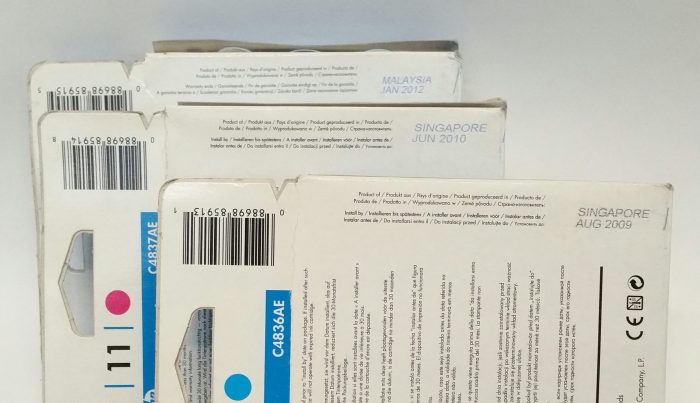 Joblot 3x HP C4838AE, C4837AE, C4836AE Yellow, Magenta, Cyan Ink Cartridge - Image 3