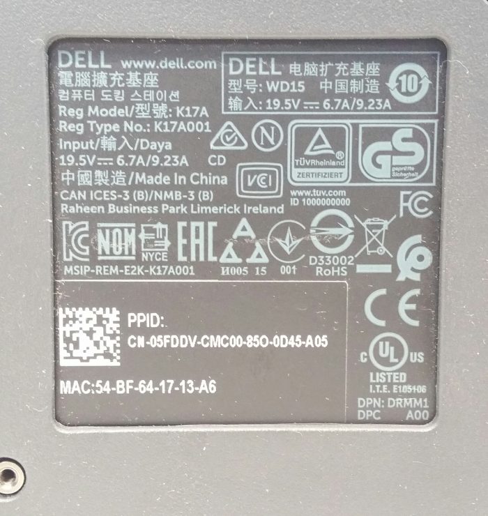 Dell WD15 K17A Docking Station - No PSU - Image 3