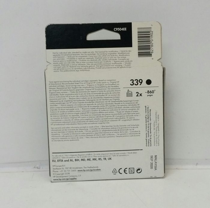 HP Twin Pack C9504EE 339 Black HP Deskjet Ink Print Cartridge - Image 4