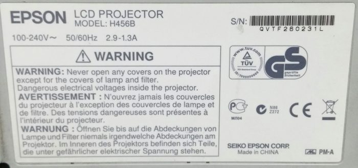 Epson EB-470 H456B LCD Projector 35 Lamp Hours Used - Image 3