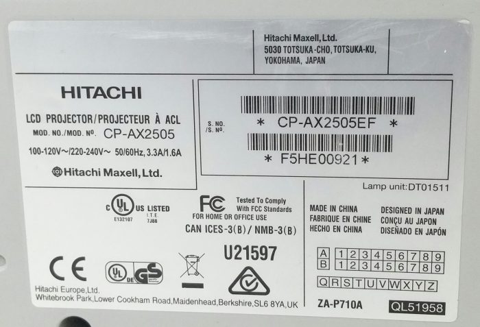 Hitachi CP-AX2505 VGA HDMI LCD Projector - Image 3