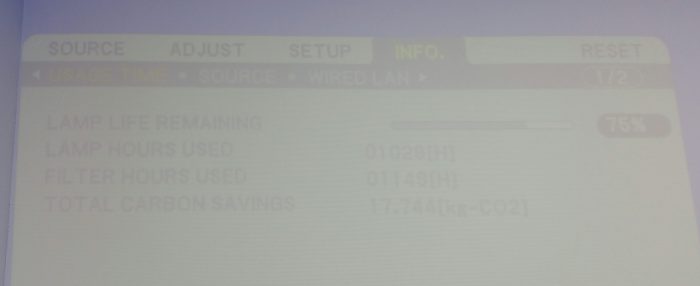 Nec NP-UM280X HDMI Projector 1028 Lamp Hours Used 78% Remaining - Image 2