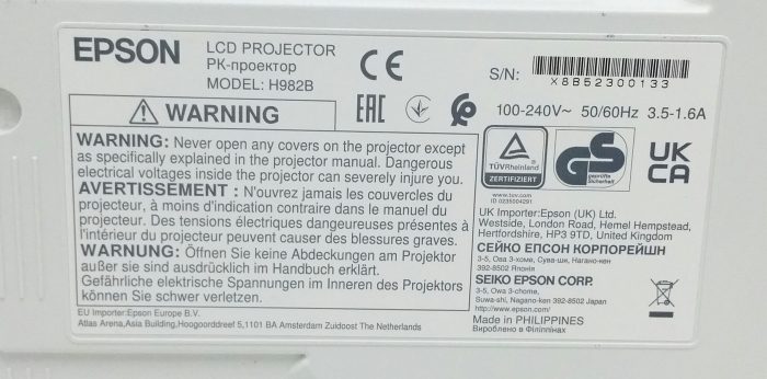 Epson H982B EB-X49 HDMI LCD Projector No Lamp - Image 3
