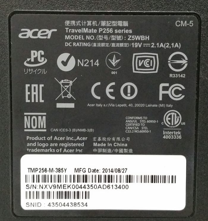 Acer Travel Mate P256 Series Z5WBH Windows 10 Pro 15.6" Laptop - Image 3