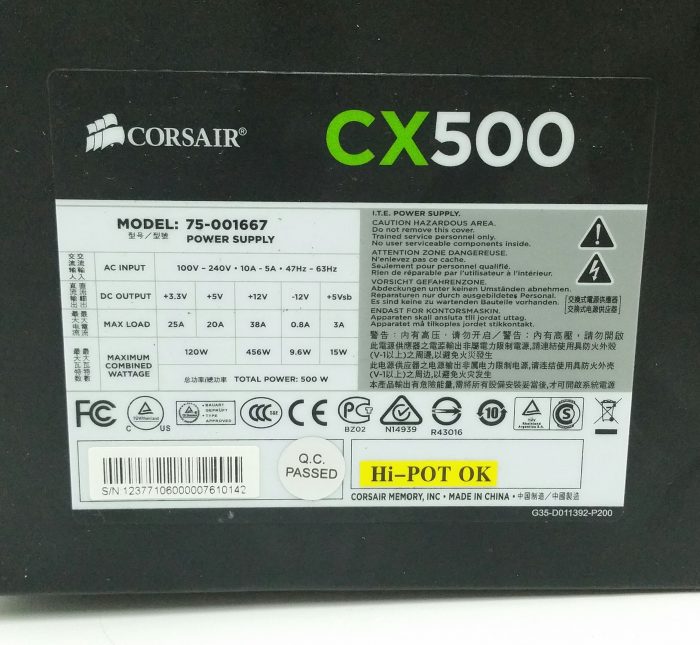 Corsair CX500 CX Series 75-001667 ATX Power Supply 500W Max - Image 3