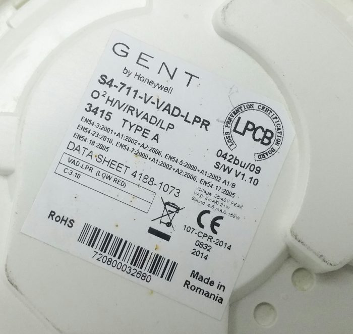 Joblot 2X Gent By Honeywell S4-711-V-VAD-LPR Smoke Heat Sensor - Image 3
