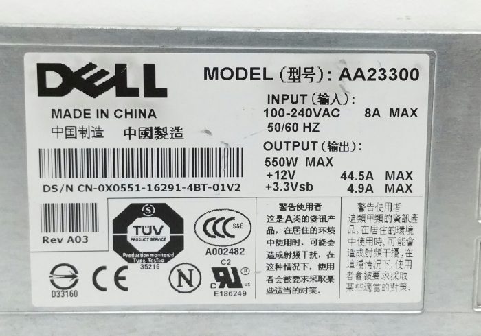 Dell AA23300 Power Supply 550W Max - Image 3