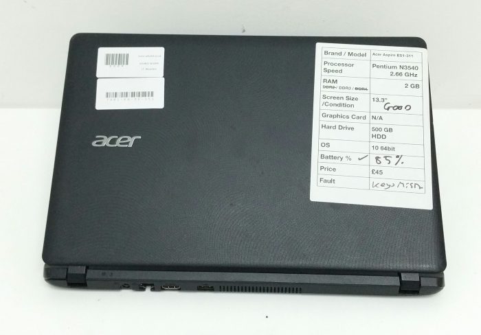 Acer Aspire MS2393 ES1-311 Series Pentium N3540 2.66GHz 2GB Ram 500GB HDD Windows 10 64 - Image 5