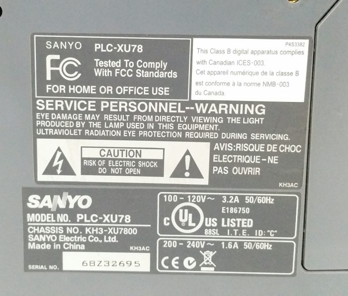 Sanyo PLC-XU78 ProxtraX Multiverse VGA Projector w 346 Lamp Hours Used - Image 3