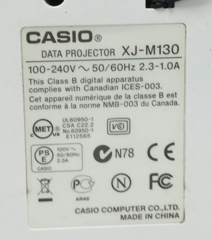 Casio XJ-M130 Data Projector with 6744 Lamp Hours Used - Image 3