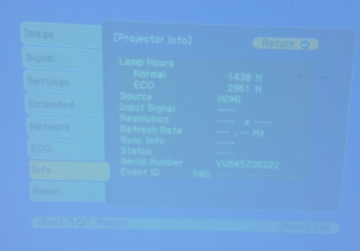 Epson H692B EB-X27 HDMI LCD Projector with 4399 Lamp Hours Used - Image 2