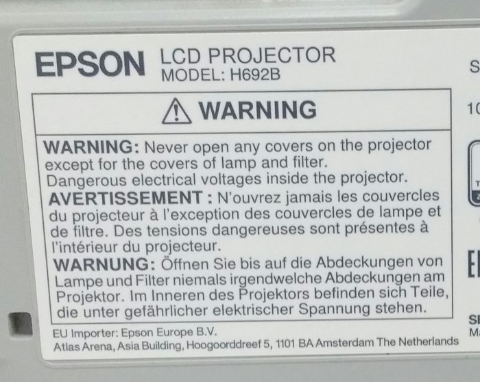Epson H692B EB-X27 HDMI LCD Projector 3516 Lamp Hours Used - Image 3