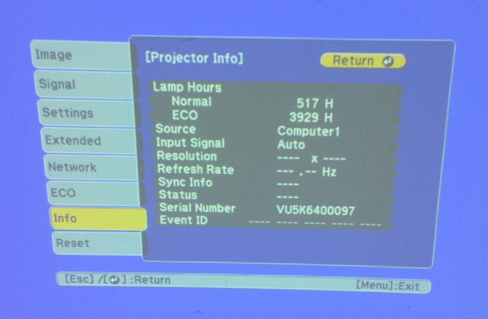 Epson H692B EB-X27 HDMI LCD Projector 4446 Lamp Hours Used - Image 2