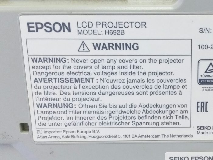 Epson H692B EB-X27 HDMI LCD Projector 4446 Lamp Hours Used - Image 7