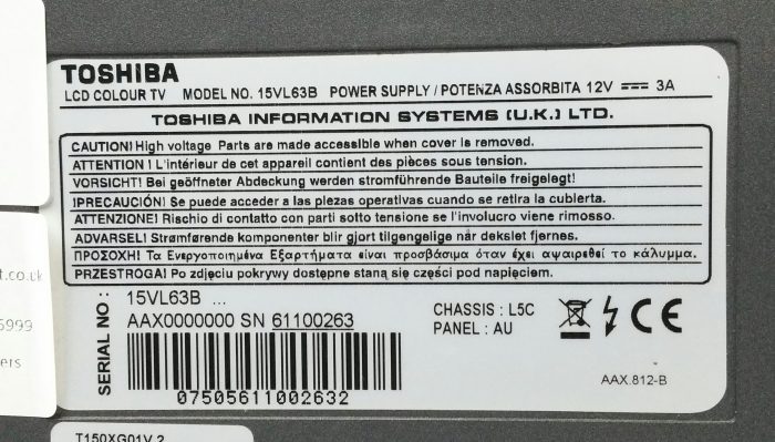 Toshiba 15VL63B 15" LCD Colour TV, Video & Audio Input - Image 3