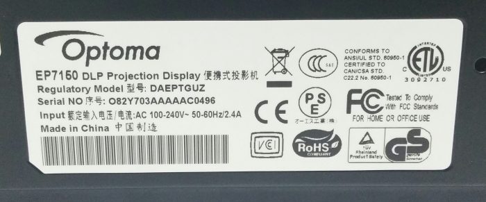 Optoma EP7150 DLP Projection Display DAEPTGUZ Projector+ Bag+ Remote - Image 4