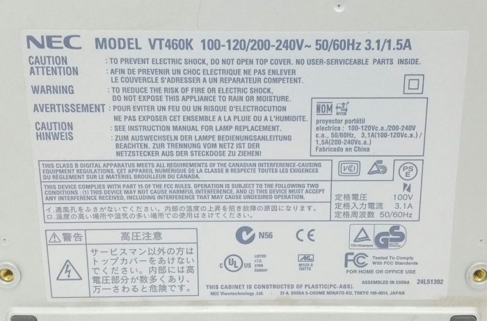 Nec VT460 VT460K VGA Projector - Image 3