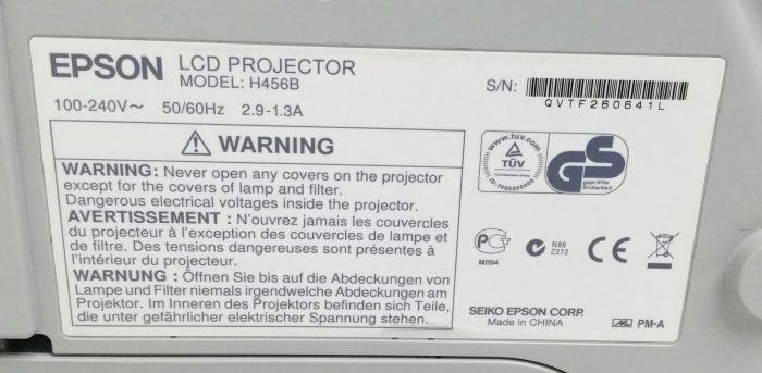 Epson EB-470 LCD Projector 1309 Lamp Hours Used H456B - Image 3