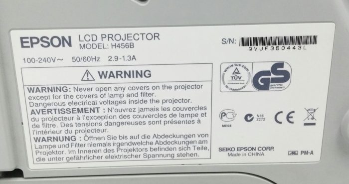 Epson EB-470 LCD Projector 431 Lamp Hours Used H456B - Image 3