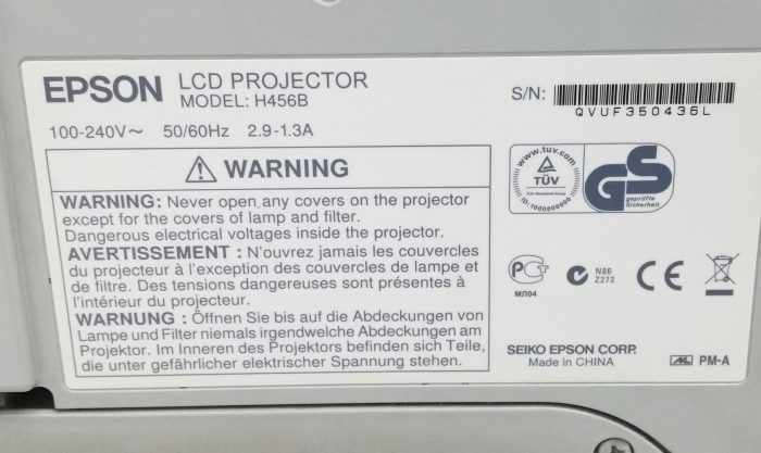 Epson EB-470 LCD Projector 2864 Lamp Hours Used H456B - Image 3