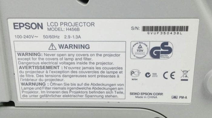 Epson EB-470 LCD Projector 1568 Lamp Hours Used H456B - Image 3