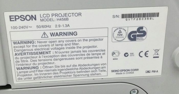 Epson EB-470 LCD Projector 2038 Lamp Hours Used H456B - Image 3