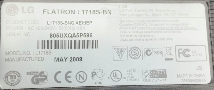 LG Flatron L1718S-BN L1758S 17.5" VGA Monitor - Image 3