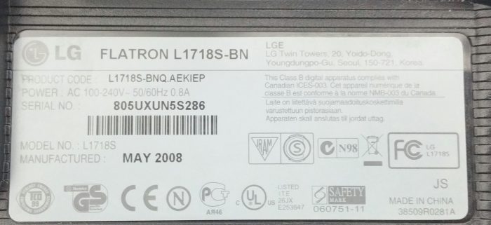 LG Flatron L1718S-BN L1758S 17.5" VGA Monitor - Image 3