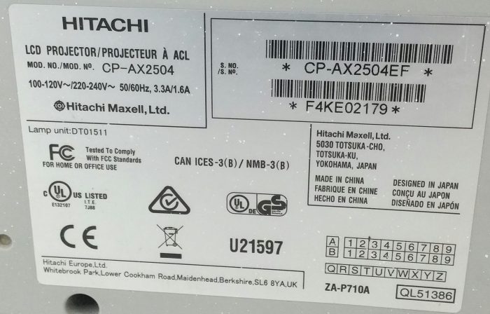 Hitachi CP-AX2504 LCD Projector - Image 3