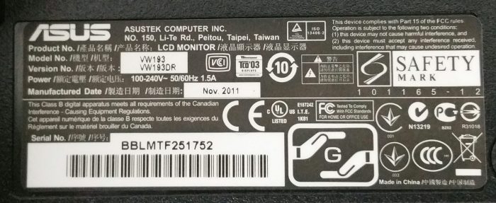 Asus VW193 VGA 19" LCD Monitor Screen - Image 3