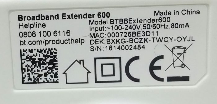 BT Broadband Extender 600 WIFI Hotspot BTBBExtender600 - Image 3