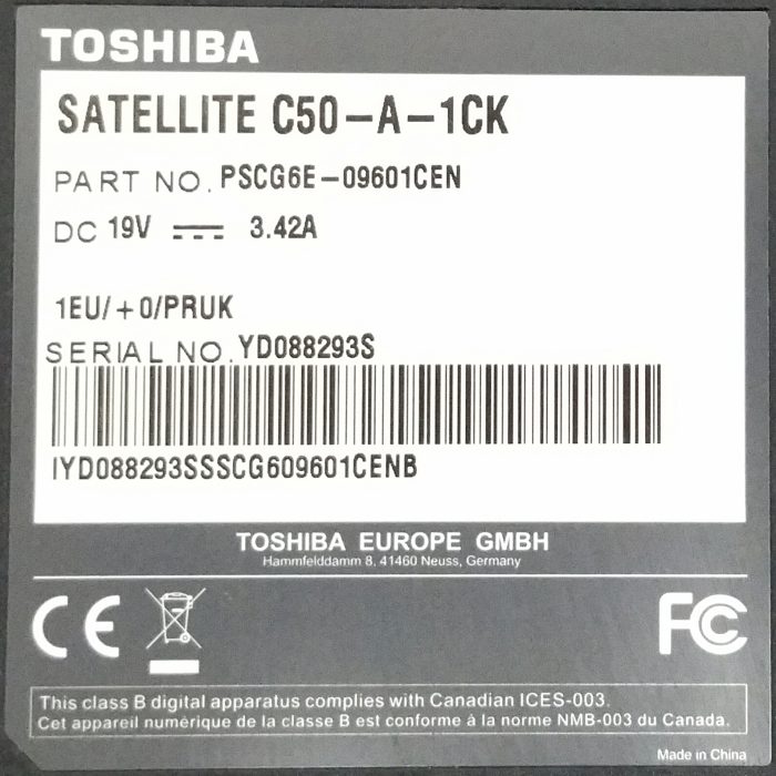 Toshiba Satellite C50-A-1CK - Celeron-1005M Dual Core 1.9GHz - 4GB RAM - 15.6" - 640GB HDD - Windows 10 64bit - Image 4