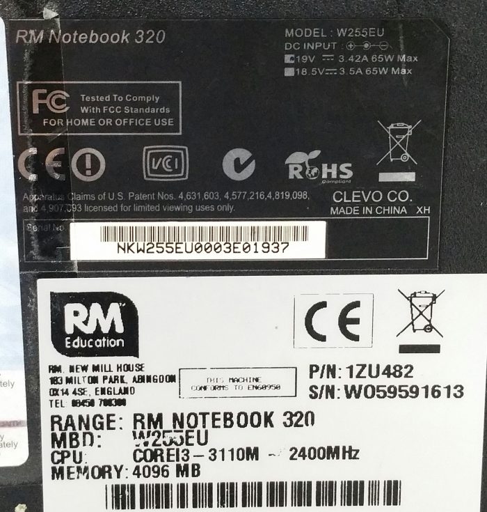 RM Education Notebook 320 W255EU i3-2350M 2.3GHz 4GB RAM 15.6" 120GB SSD Windows 10 64bit - Image 4