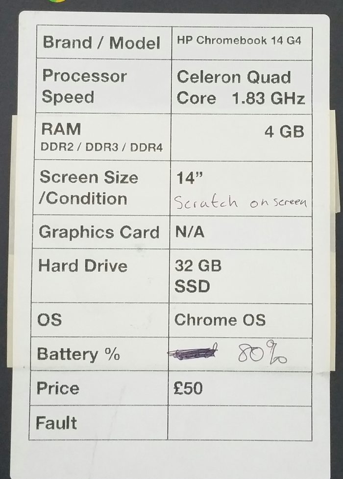HP Chromebook 14 G4 - Celeron Quad Core 1.83GHz - 4GB RAM - 14" - 32GB SSD - Chrome OS - Image 3